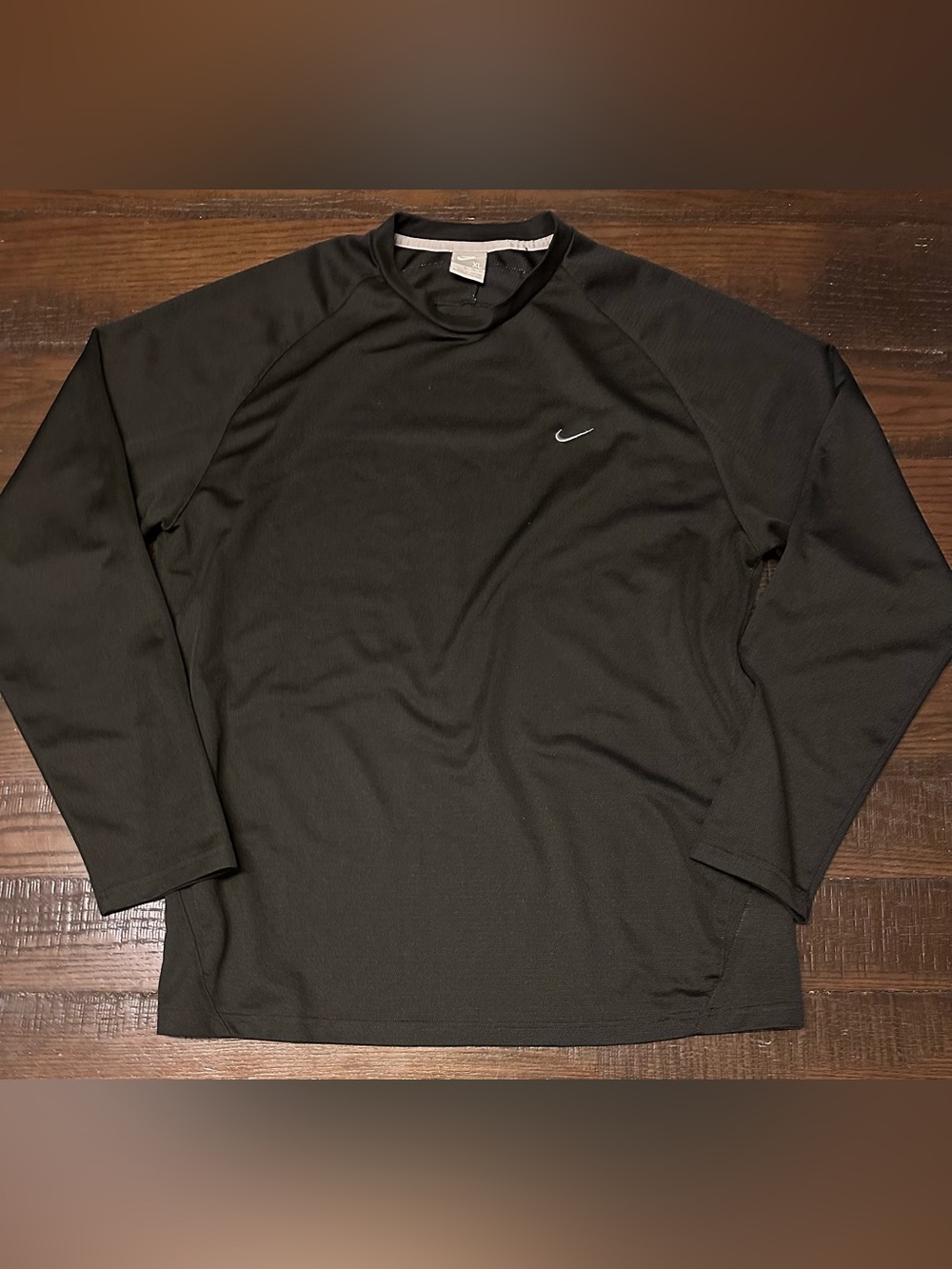 Nike Black Vintage Long Sleeve Shirt Silver Tag Y2K 90s Size XL Vtg Baggy Fit